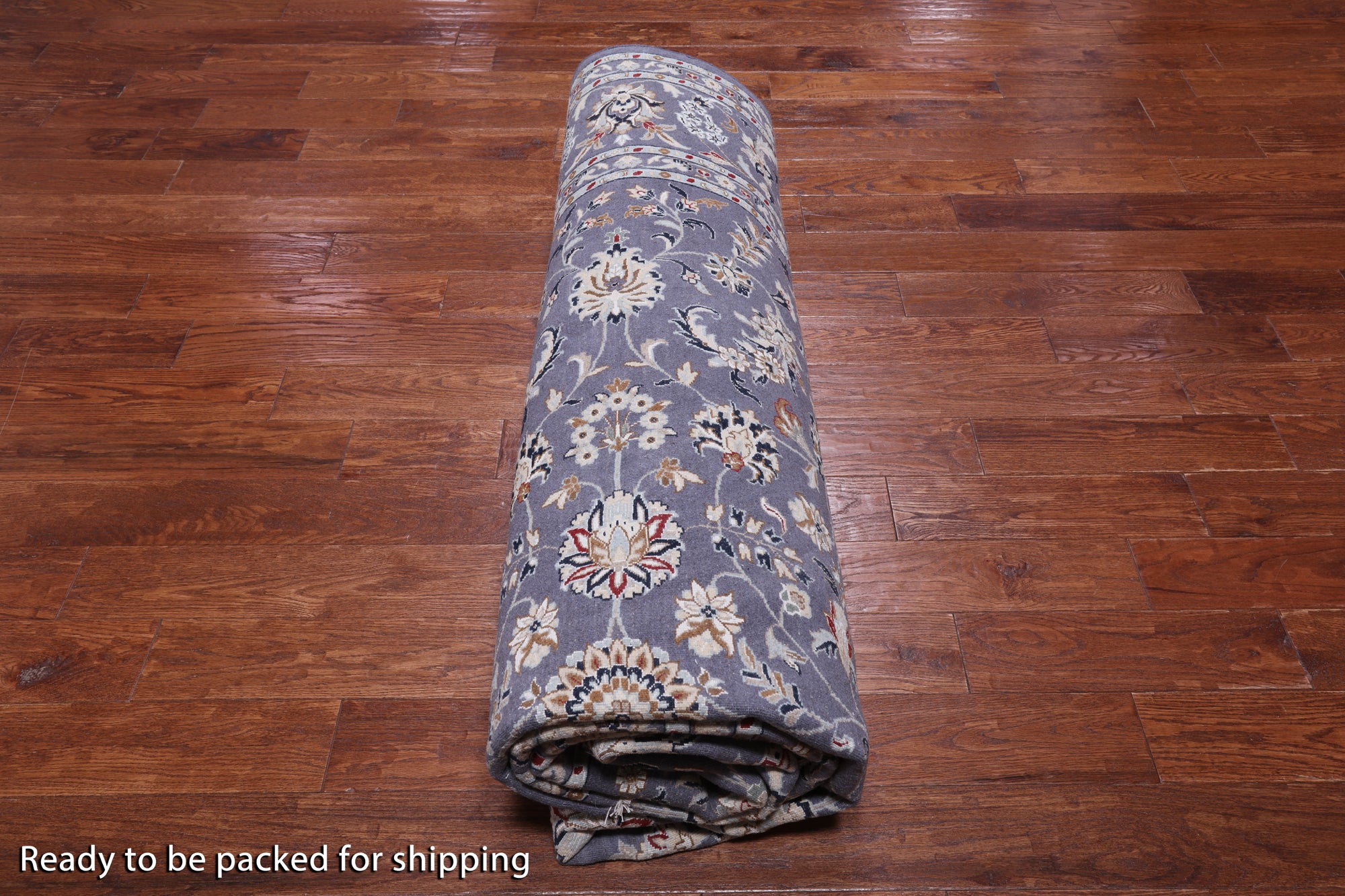 Grey Persian Nain Hand Knotted Wool & Silk Rug - 8' 11" X 12' 3"