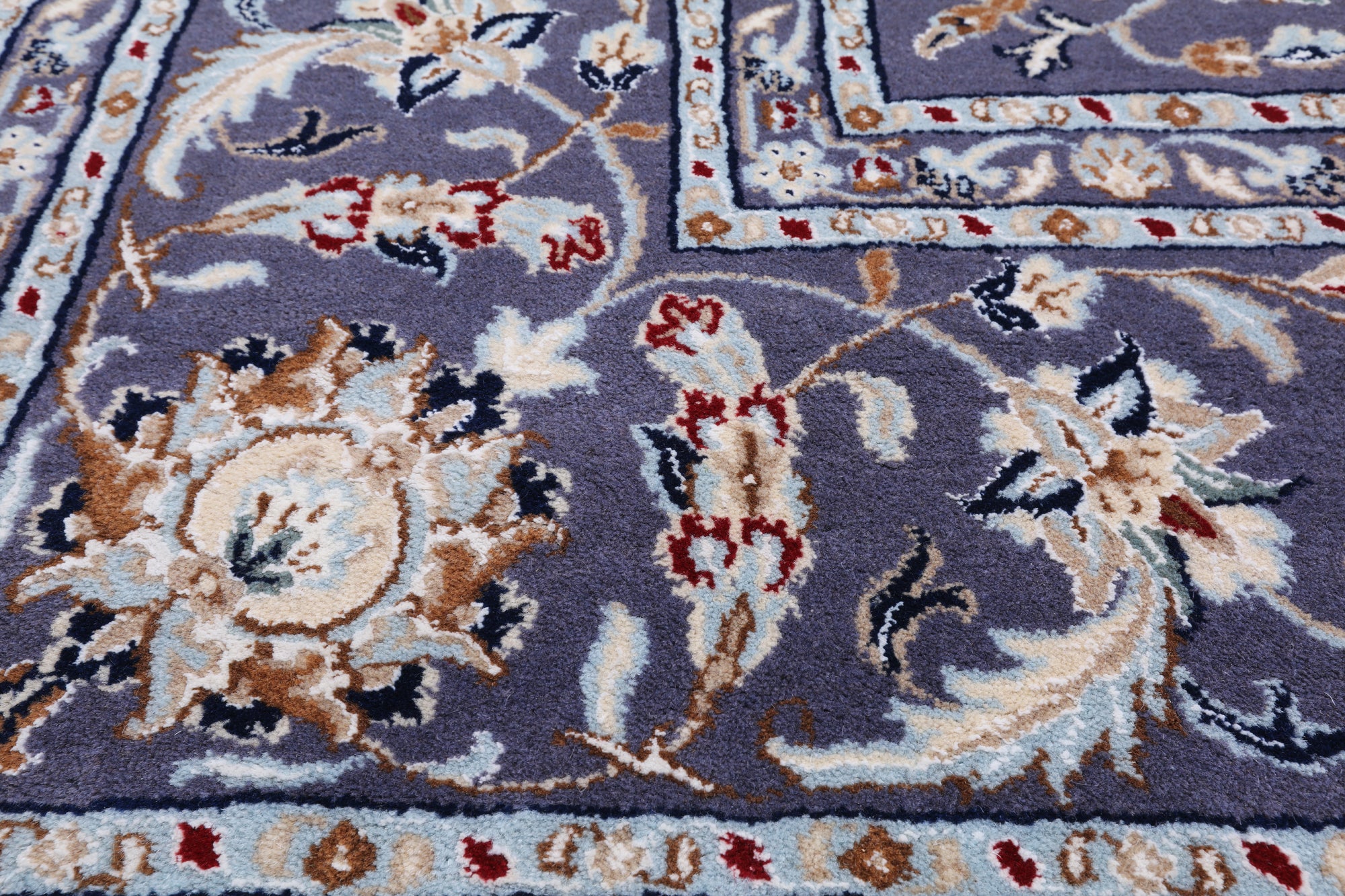 Grey Persian Nain Hand Knotted Wool & Silk Rug - 8' 11" X 12' 3"