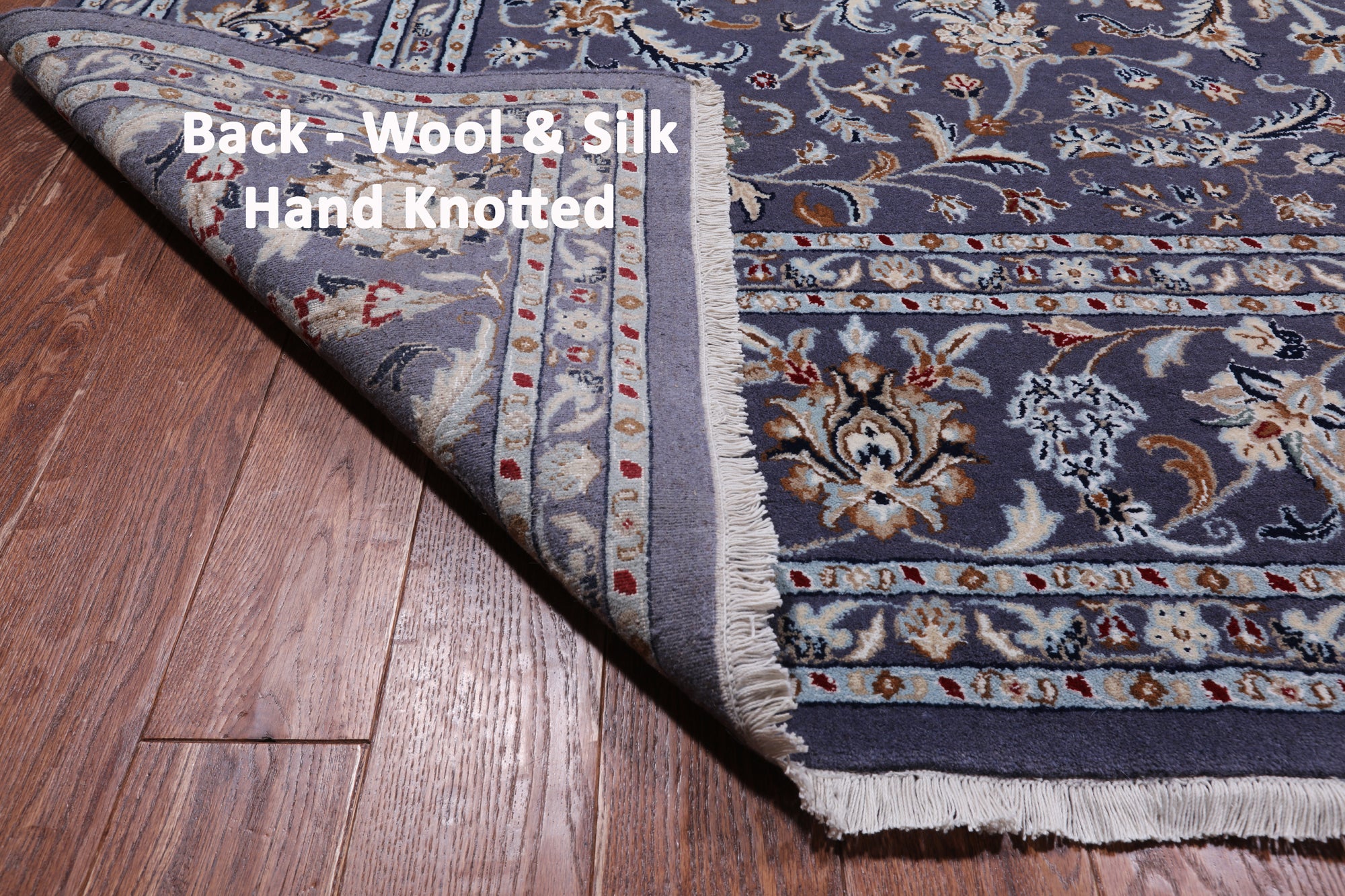 Grey Persian Nain Hand Knotted Wool & Silk Rug - 8' 11" X 12' 3"