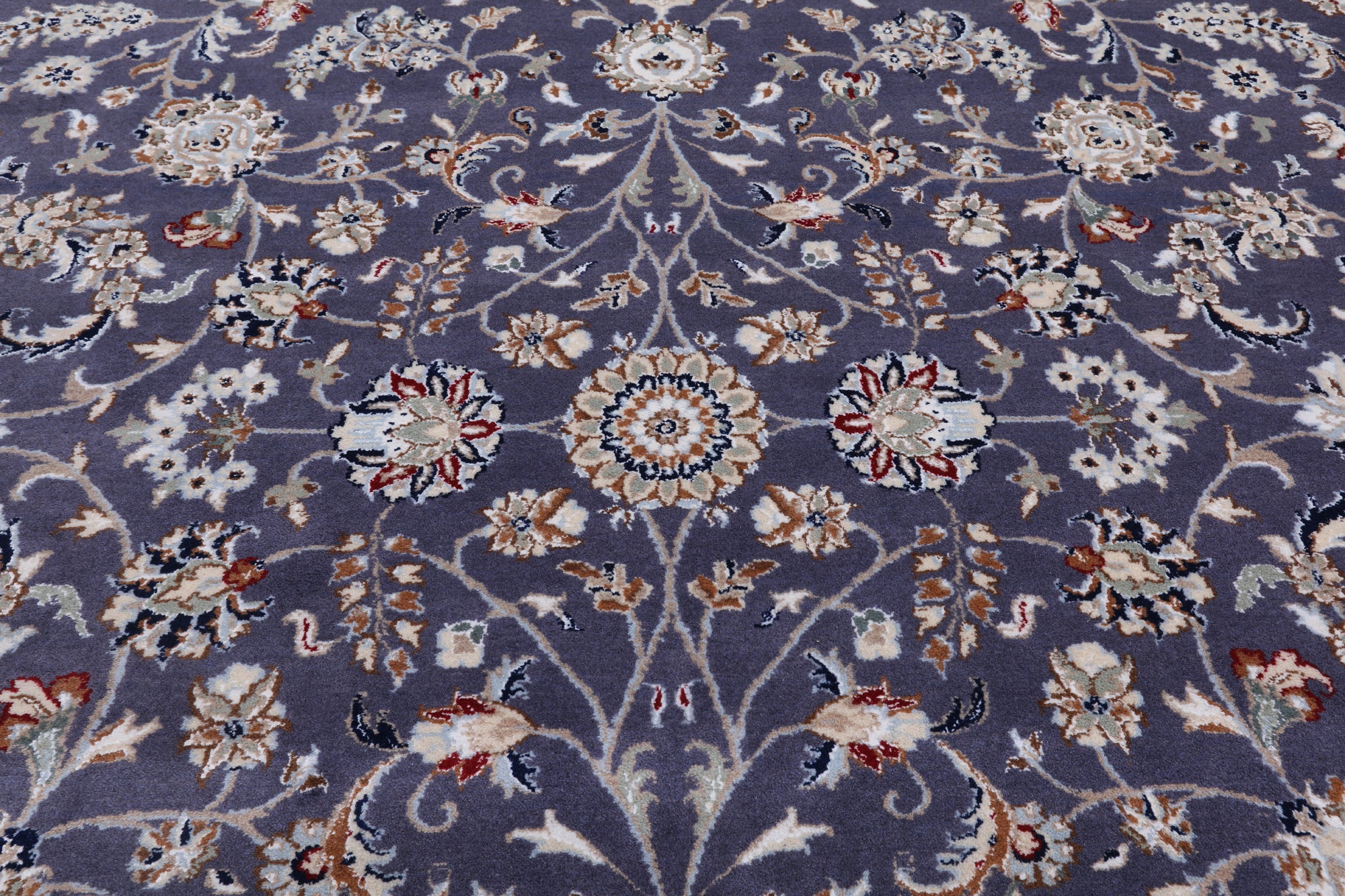 Grey Persian Nain Hand Knotted Wool & Silk Rug - 8' 0" X 10' 1"