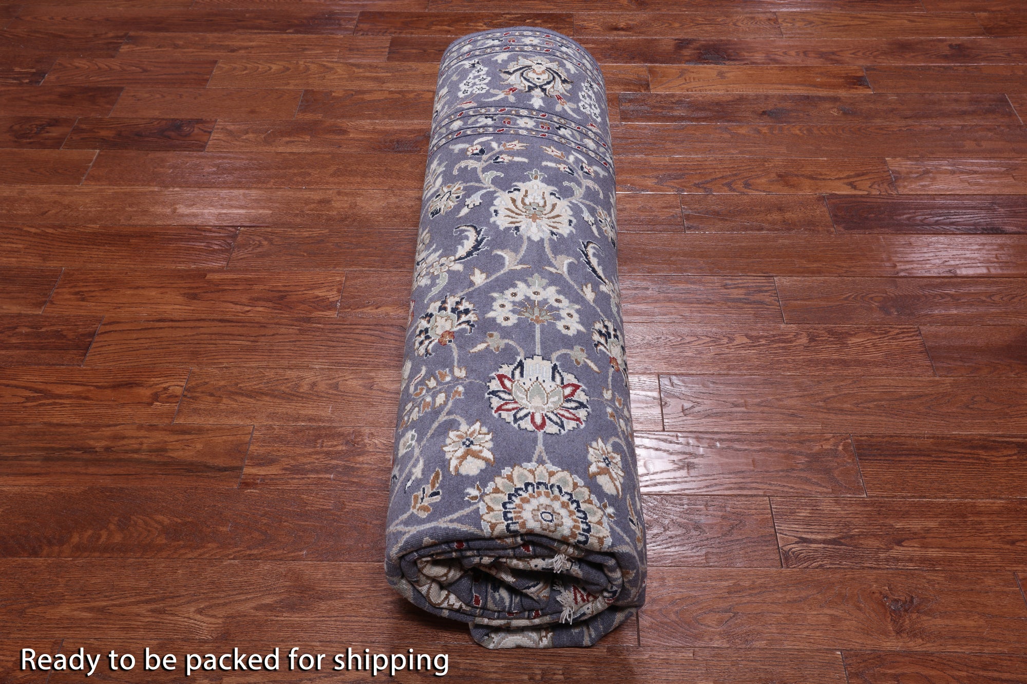 Grey Persian Nain Hand Knotted Wool & Silk Rug - 8' 0" X 10' 1"