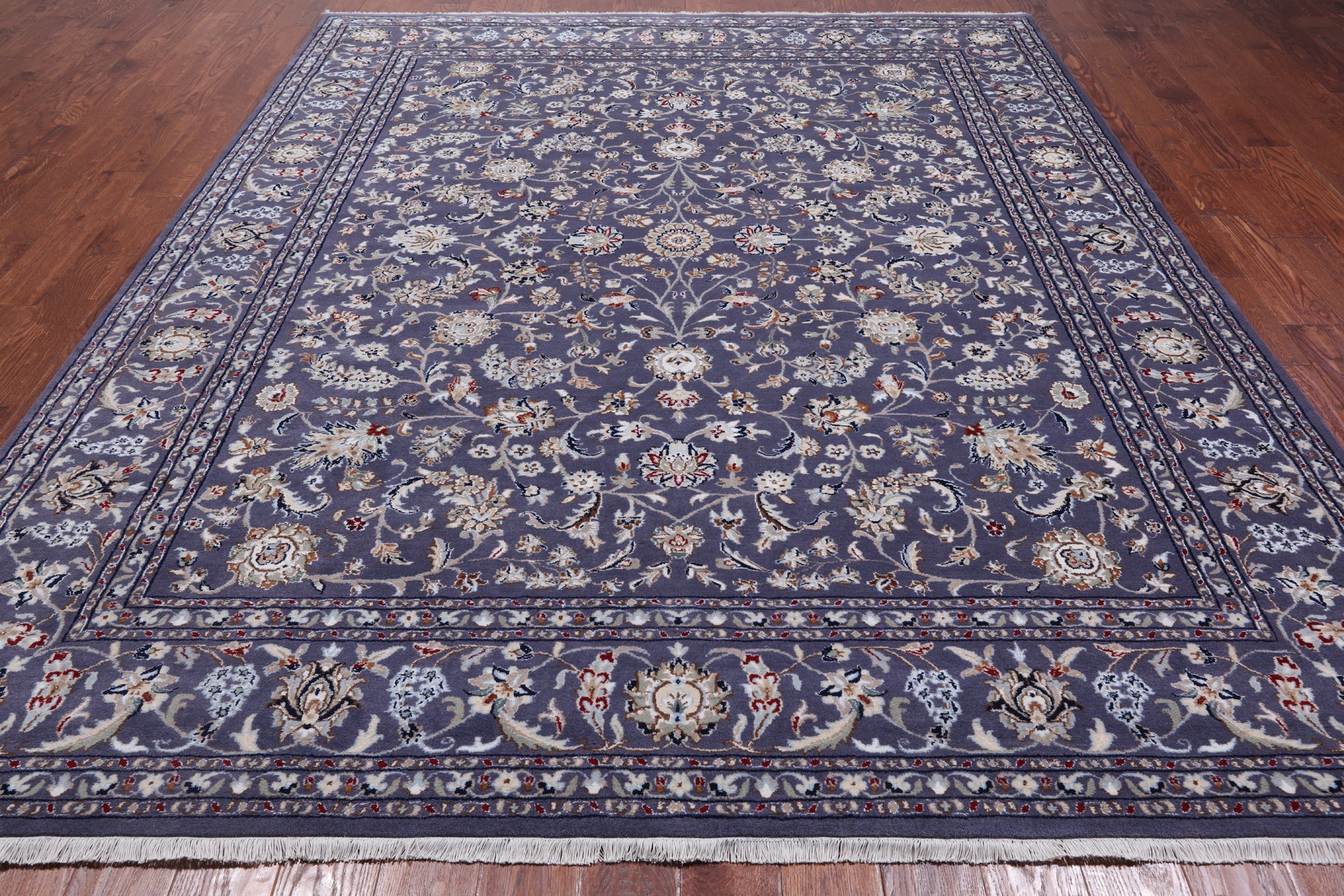 Grey Persian Nain Hand Knotted Wool & Silk Rug - 8' 0" X 10' 1"