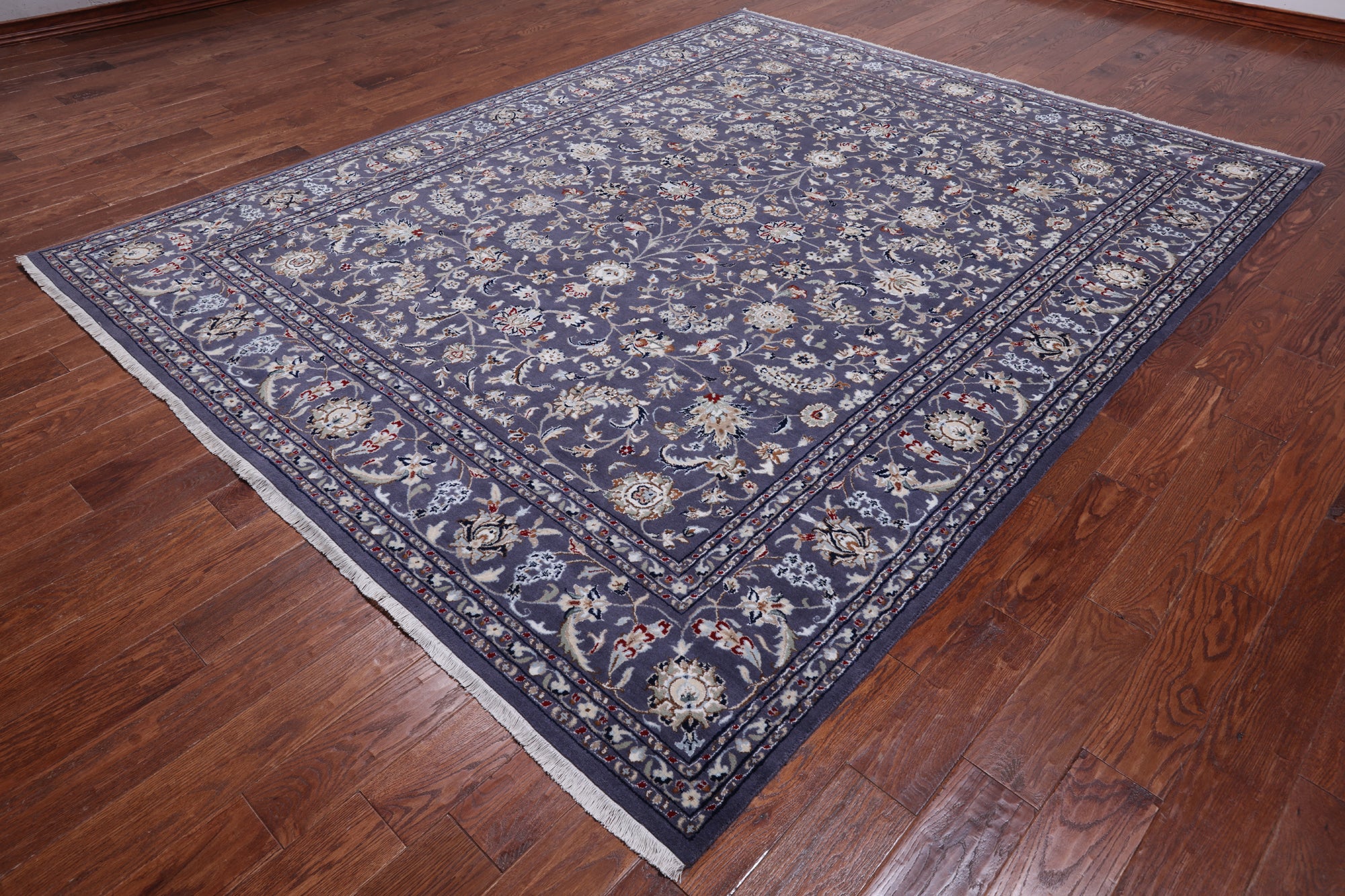 Grey Persian Nain Hand Knotted Wool & Silk Rug - 8' 0" X 10' 1"