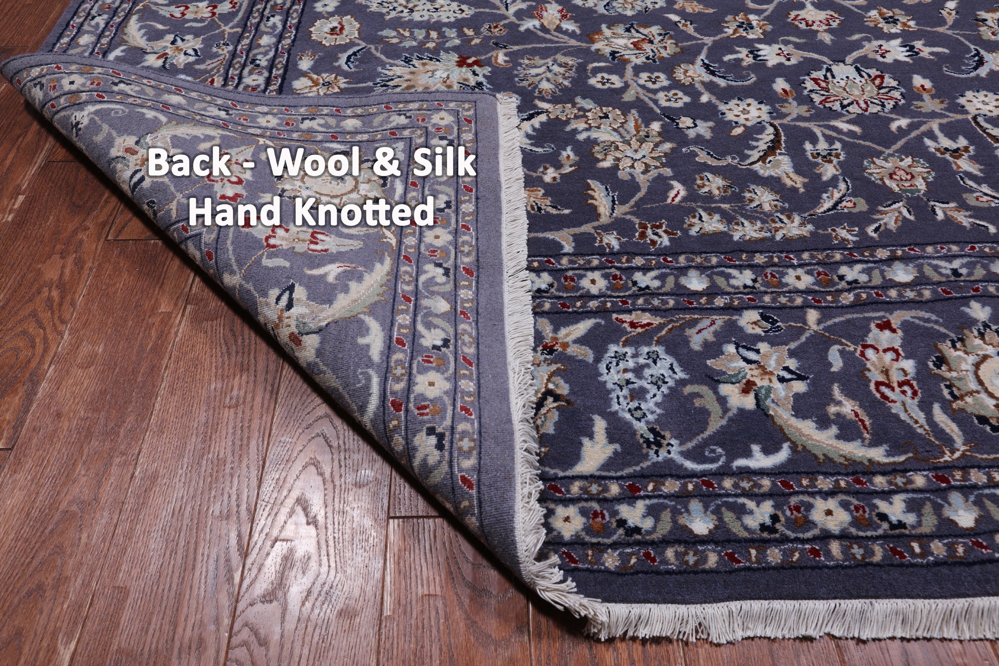 Grey Persian Nain Hand Knotted Wool & Silk Rug - 8' 0" X 10' 1"