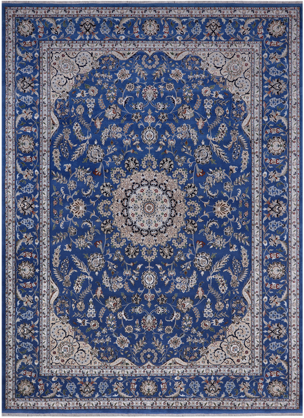 Blue Persian Nain Hand Knotted Wool & Silk Rug - 8' 11" X 12' 4"