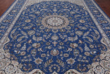 Blue Persian Nain Hand Knotted Wool & Silk Rug - 8' 11" X 12' 4"