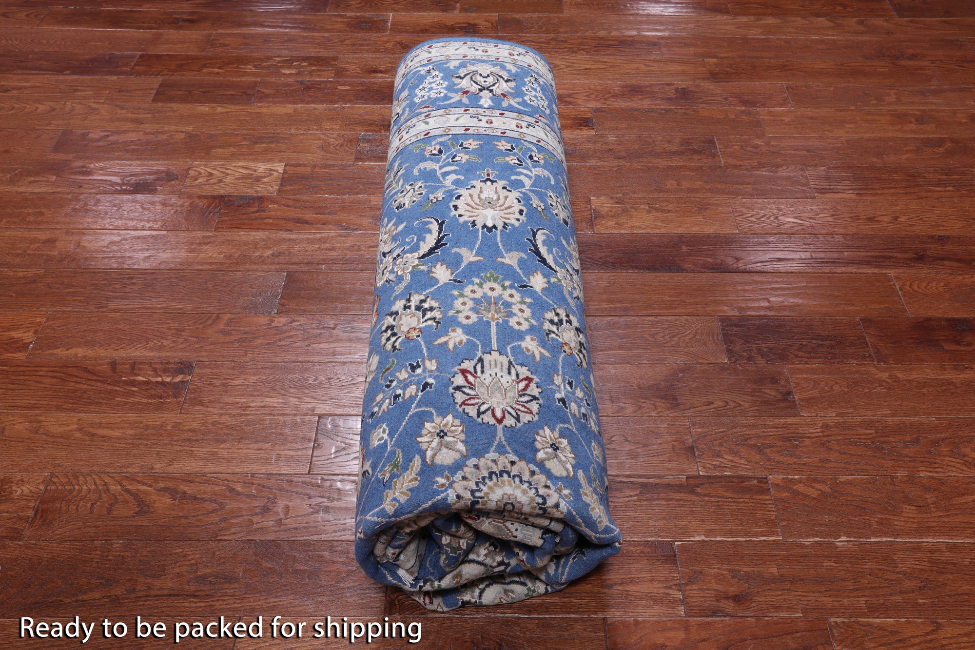 Blue Persian Nain Hand Knotted Wool & Silk Rug - 8' 0" X 10' 1"