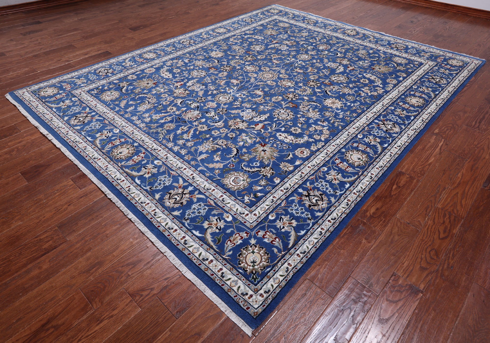 Blue Persian Nain Hand Knotted Wool & Silk Rug - 8' 0" X 10' 1"