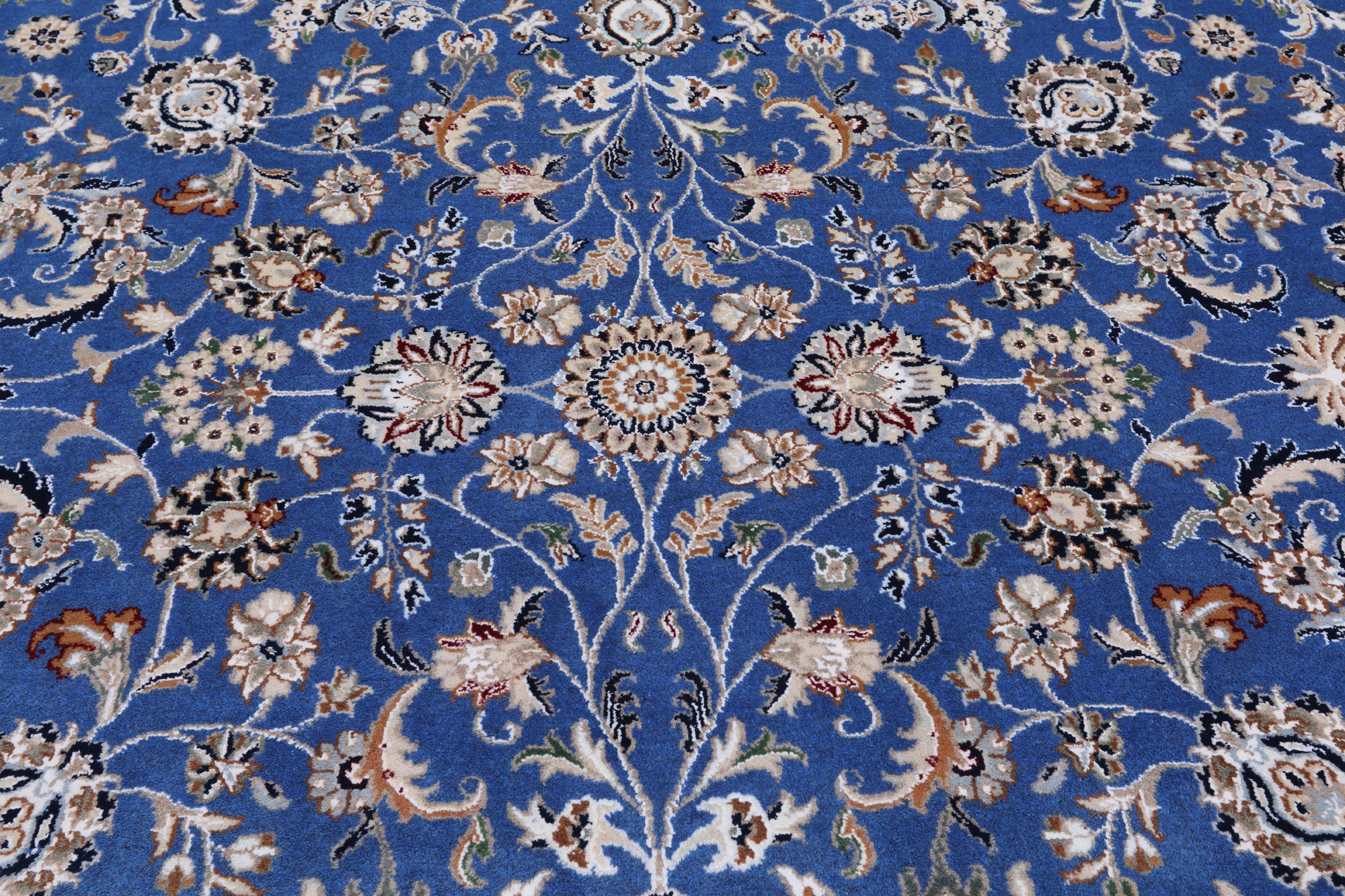 Blue Persian Nain Hand Knotted Wool & Silk Rug - 8' 0" X 10' 1"