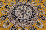 Gold Square Persian Nain Hand-Knotted Wool & Silk Rug - 8' 10" X 8' 10"