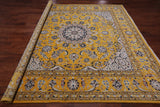 Gold Square Persian Nain Hand-Knotted Wool & Silk Rug - 8' 10" X 8' 10"