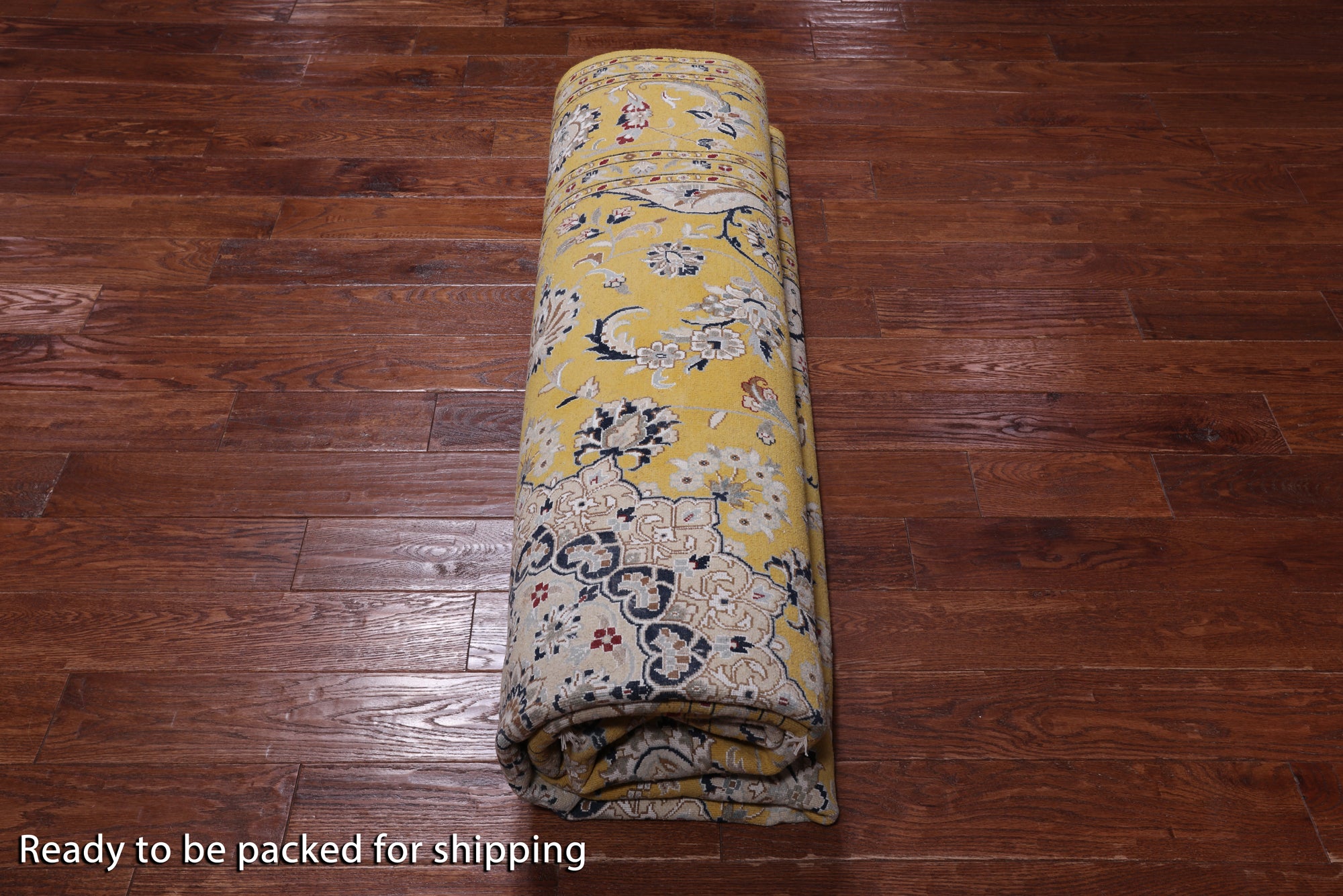 Gold Square Persian Nain Hand-Knotted Wool & Silk Rug - 8' 10" X 8' 10"