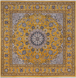 Gold Square Persian Nain Hand-Knotted Wool & Silk Rug - 8' 10" X 8' 10"