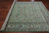 Green Persian Nain Handmade Wool & Silk Rug - 8' 2" X 10' 4"