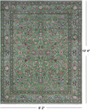 Green Persian Nain Handmade Wool & Silk Rug - 8' 2" X 10' 4"