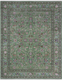 Green Persian Nain Handmade Wool & Silk Rug - 8' 2" X 10' 4"