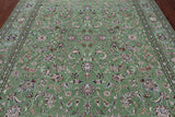 Green Persian Nain Handmade Wool & Silk Rug - 8' 2" X 10' 4"