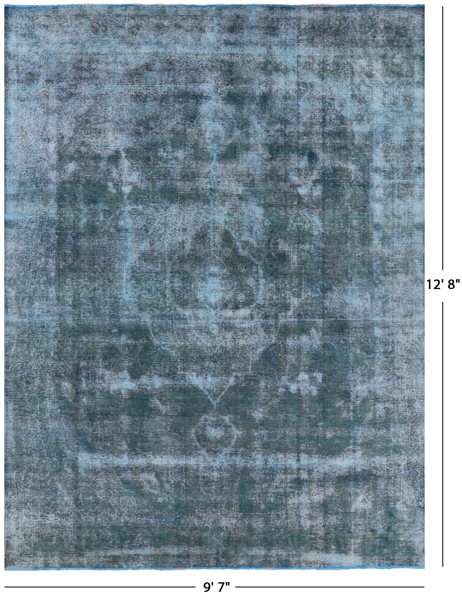Green Persian Overdyed Hand Knotted Wool Area Rug - 9' 7" X 12' 8" - Golden Nile