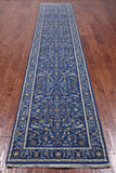 Blue Persian Nain Hand Knotted Wool & Silk Rug - 2' 7" X 14' 2"