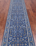 Blue Persian Nain Hand Knotted Wool & Silk Rug - 2' 7" X 14' 2"
