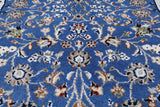 Blue Persian Nain Hand Knotted Wool & Silk Rug - 2' 7" X 14' 2"