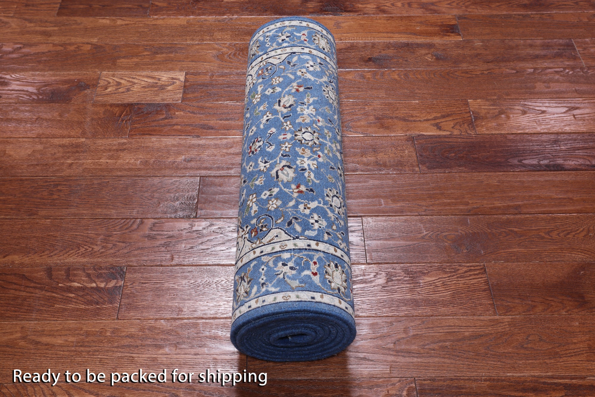 Blue Persian Nain Handmade Wool & Silk Rug - 2' 8" X 10' 3"