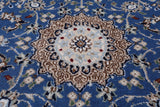 Blue Persian Nain Handmade Wool & Silk Rug - 2' 8" X 10' 3"