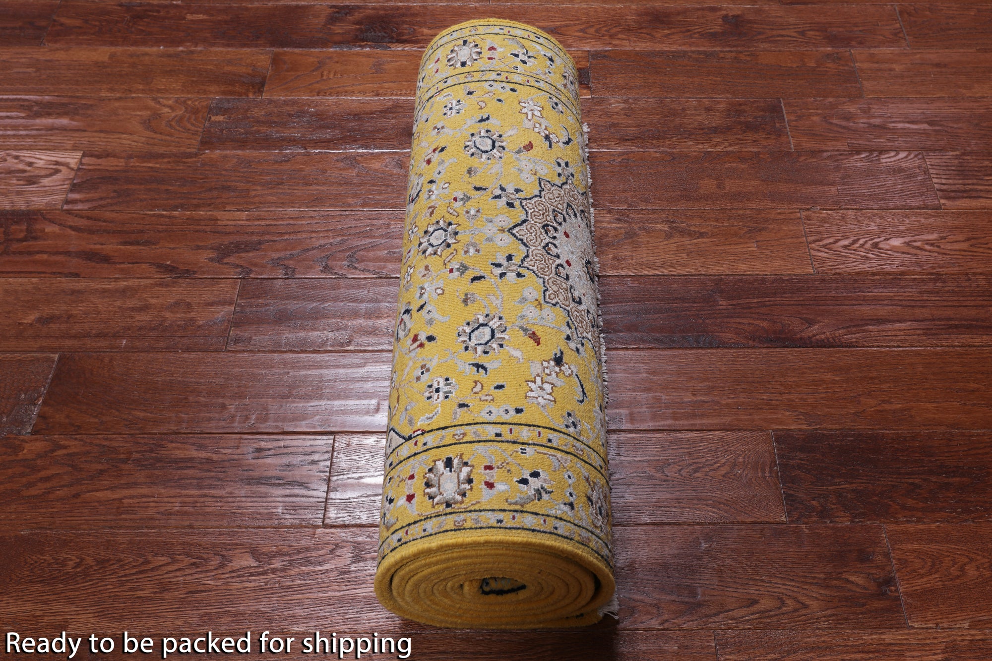 Gold Persian Nain Hand-Knotted Wool & Silk Runner Rug - 2' 8" X 10' 1"