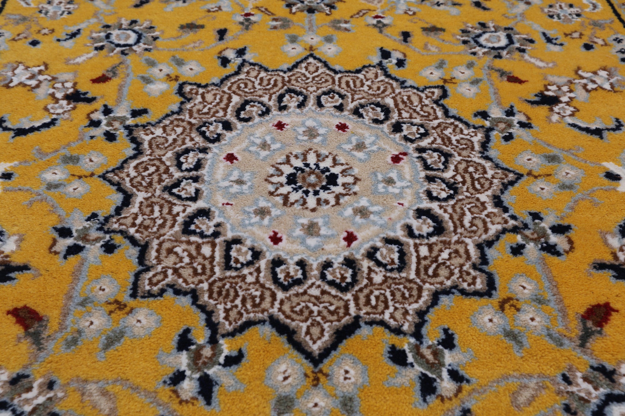Gold Persian Nain Hand-Knotted Wool & Silk Runner Rug - 2' 8" X 10' 1"