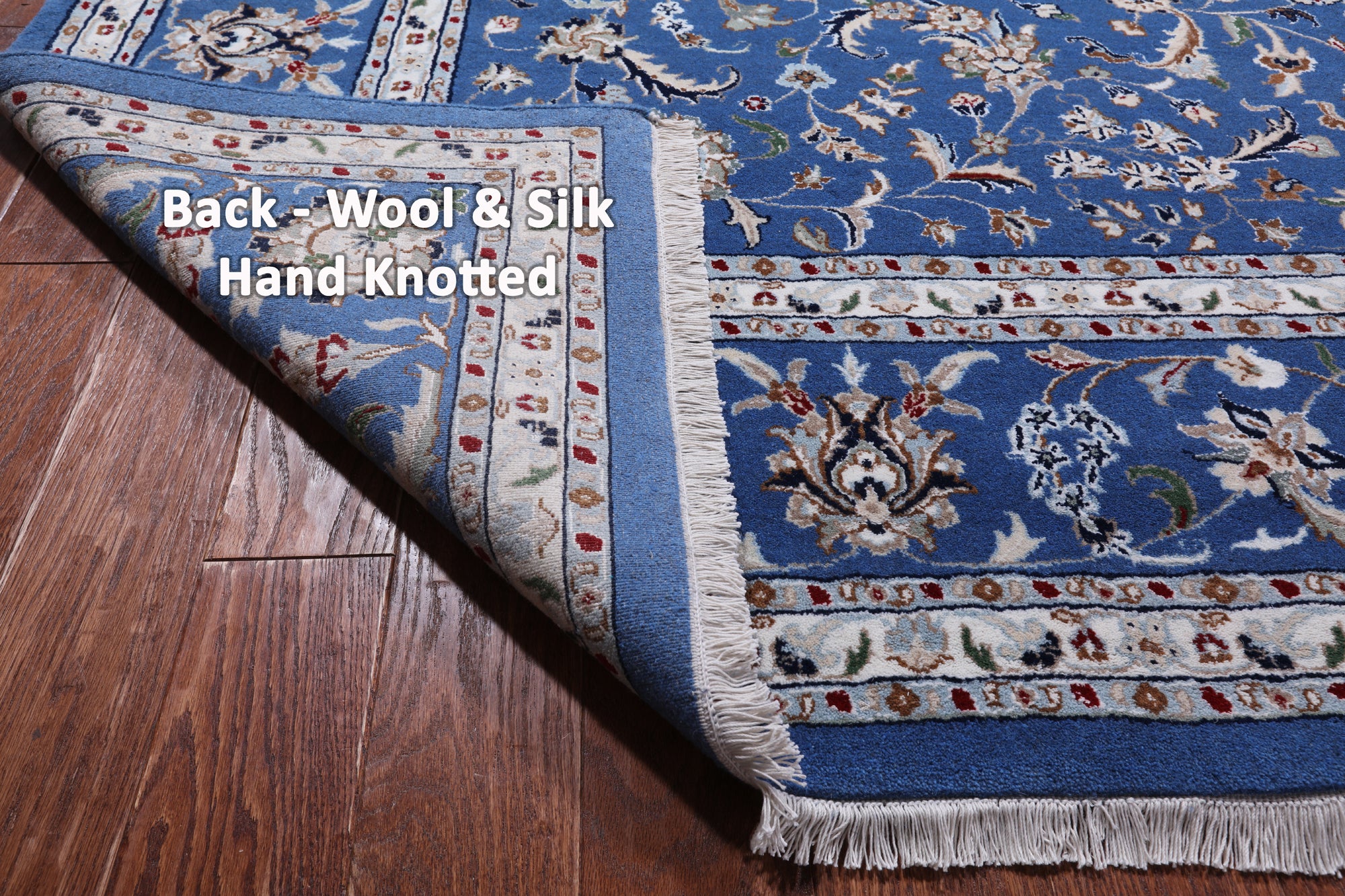 Blue Persian Nain Hand Knotted Wool & Silk Rug - 9' 0" X 19' 1"