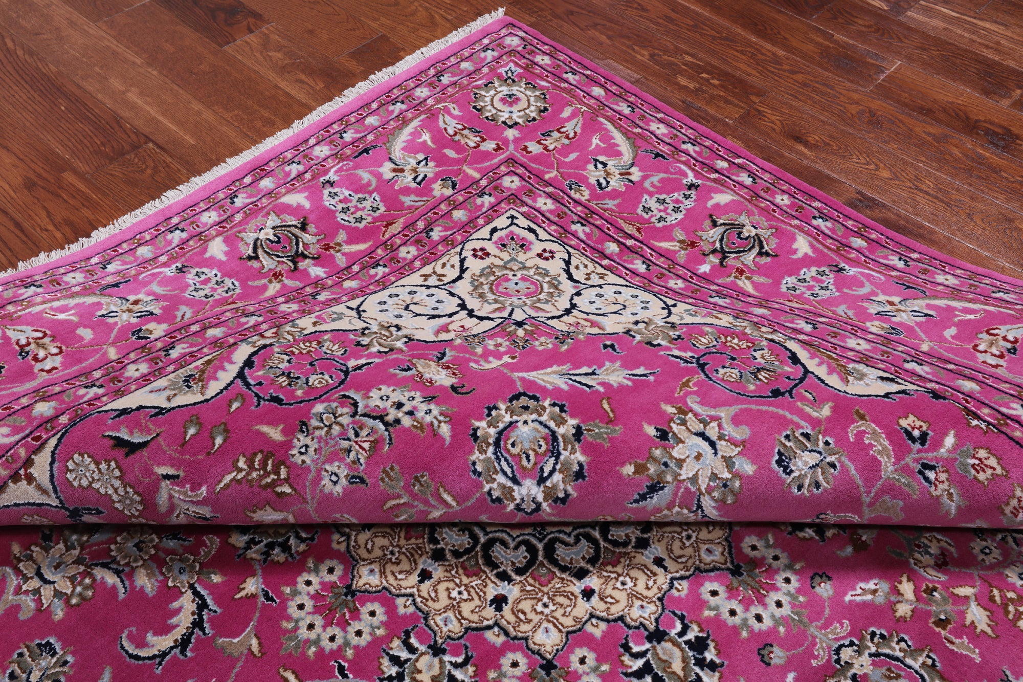 Pink Square Persian Nain Hand-Knotted Wool & Silk Rug - 8' 1" X 8' 1"