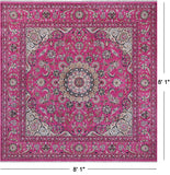 Pink Square Persian Nain Hand-Knotted Wool & Silk Rug - 8' 1" X 8' 1"