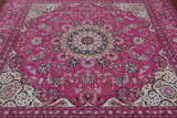 Pink Square Persian Nain Hand-Knotted Wool & Silk Rug - 8' 1" X 8' 1"