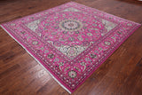 Pink Square Persian Nain Hand-Knotted Wool & Silk Rug - 8' 1" X 8' 1"