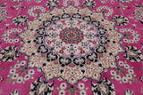 Pink Square Persian Nain Handmade Wool & Silk Rug - 9' 0" X 9' 0"