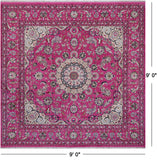 Pink Square Persian Nain Handmade Wool & Silk Rug - 9' 0" X 9' 0"