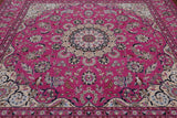 Pink Square Persian Nain Handmade Wool & Silk Rug - 9' 0" X 9' 0"