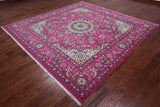 Pink Square Persian Nain Handmade Wool & Silk Rug - 9' 0" X 9' 0"