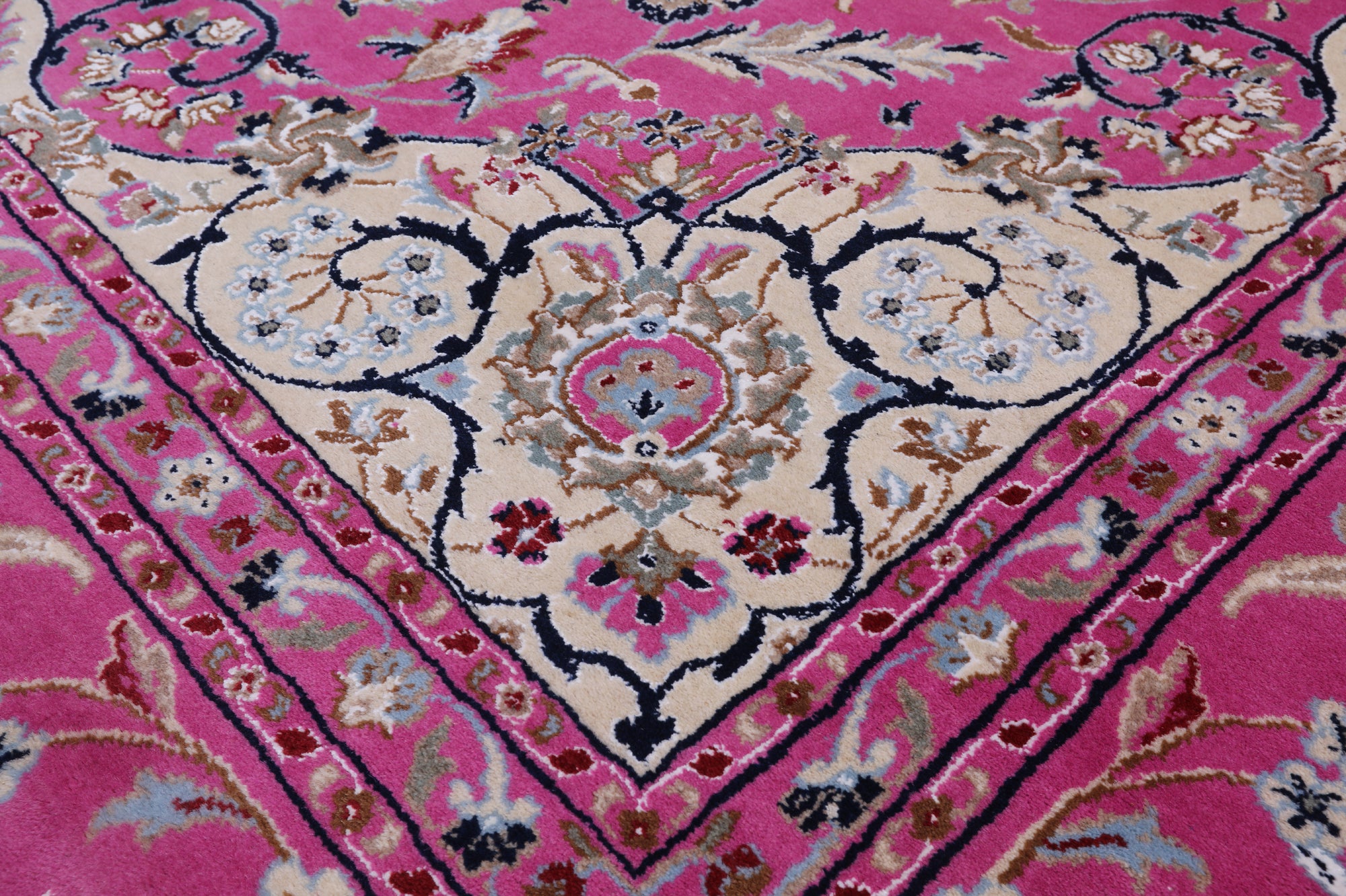Pink Square Persian Nain Handmade Wool & Silk Rug - 9' 0" X 9' 0"