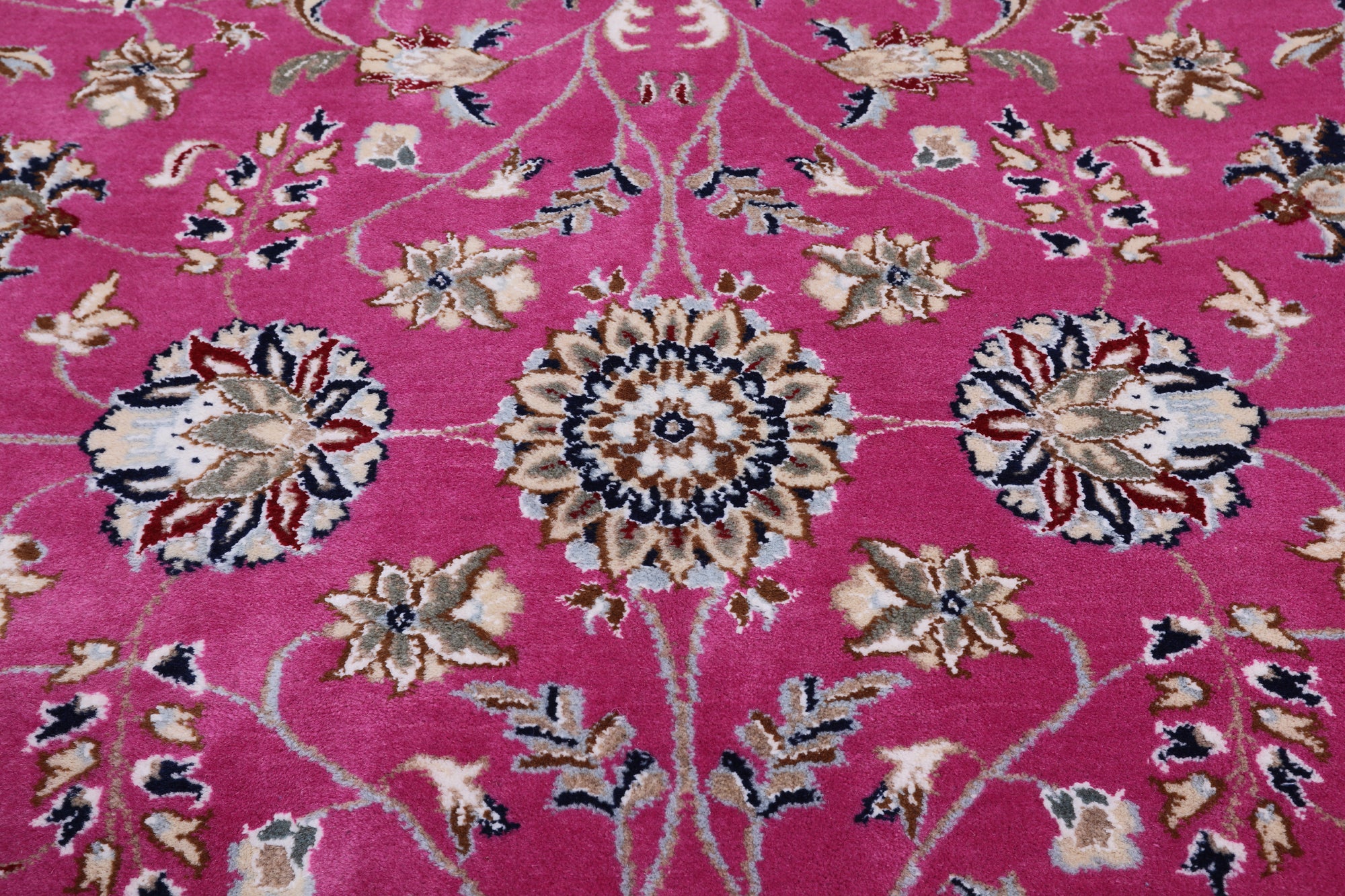 Pink Persian Nain Hand Knotted Wool & Silk Rug - 9' 1" X 12' 2"