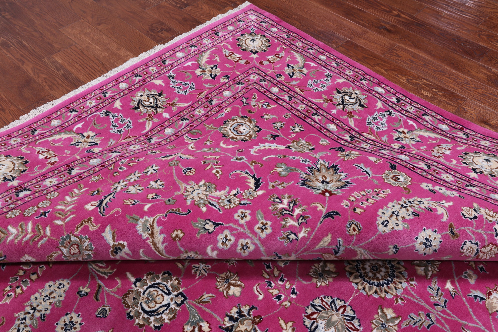 Pink Persian Nain Hand Knotted Wool & Silk Rug - 9' 1" X 12' 2"