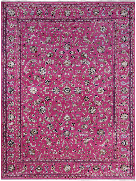 Pink Persian Nain Hand Knotted Wool & Silk Rug - 9' 1" X 12' 2"