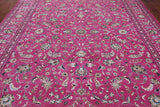Pink Persian Nain Hand Knotted Wool & Silk Rug - 9' 1" X 12' 2"