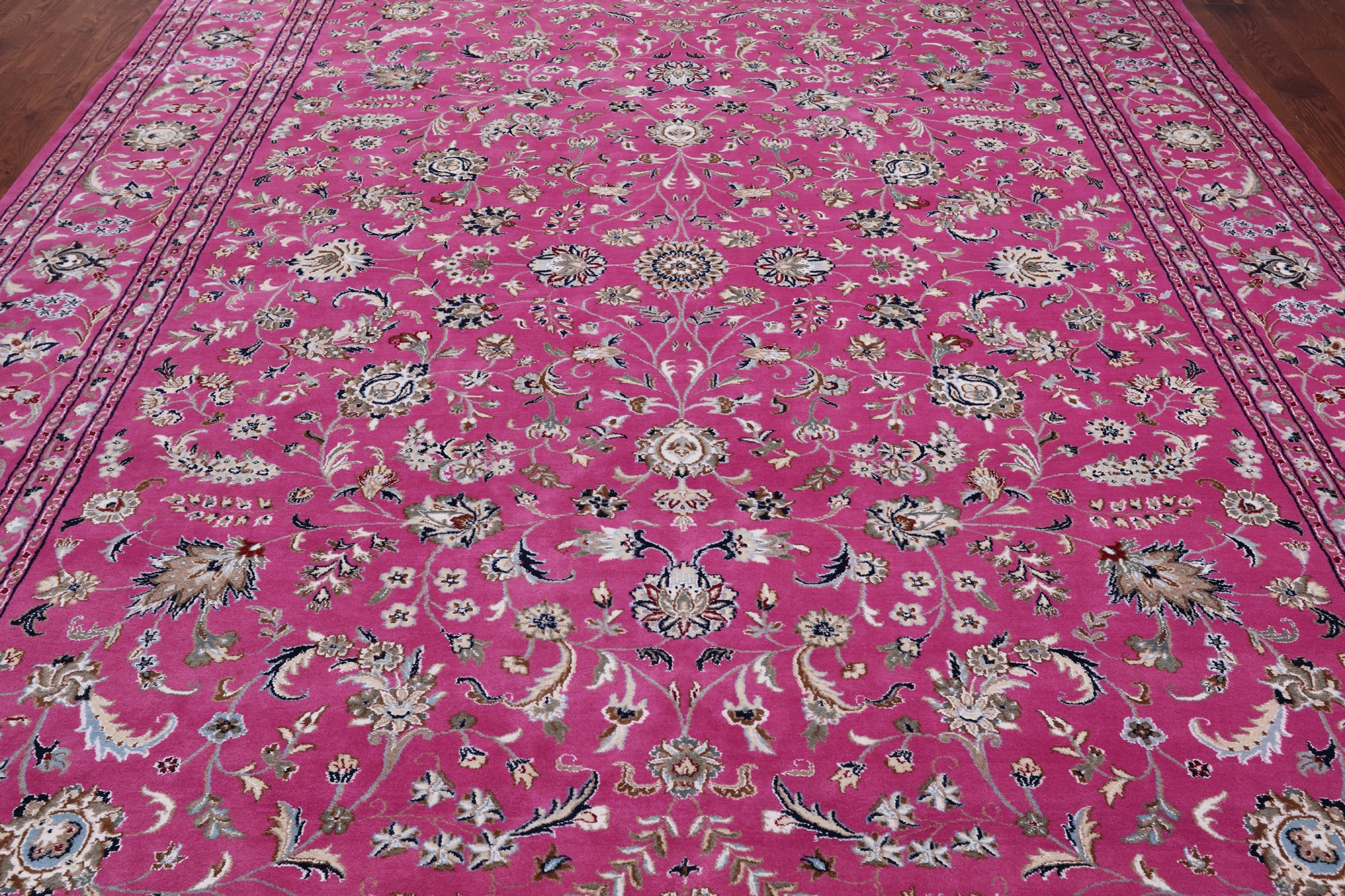 Pink Persian Nain Hand Knotted Wool & Silk Rug - 9' 1" X 12' 2"