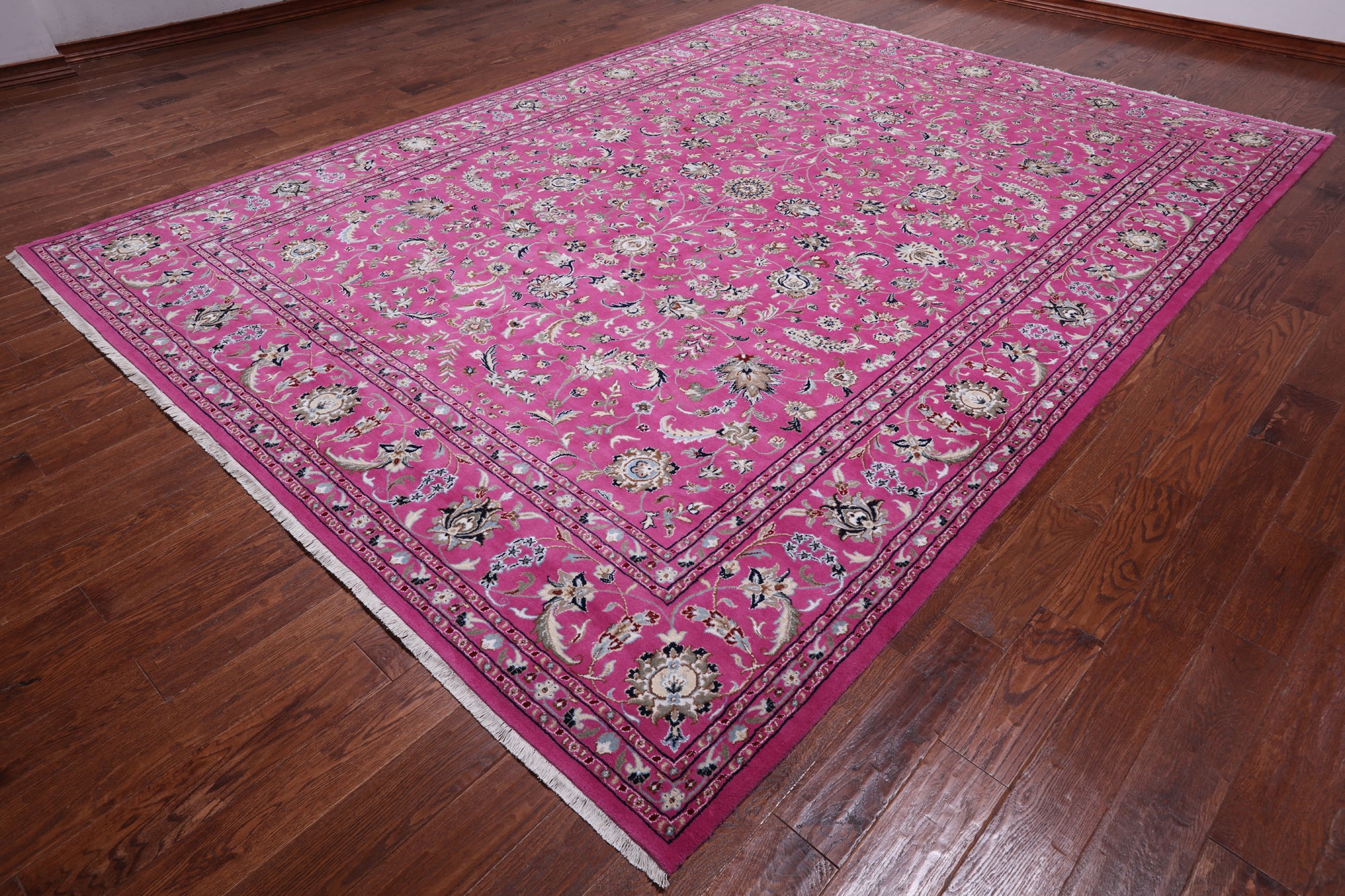Pink Persian Nain Hand Knotted Wool & Silk Rug - 9' 1" X 12' 2"