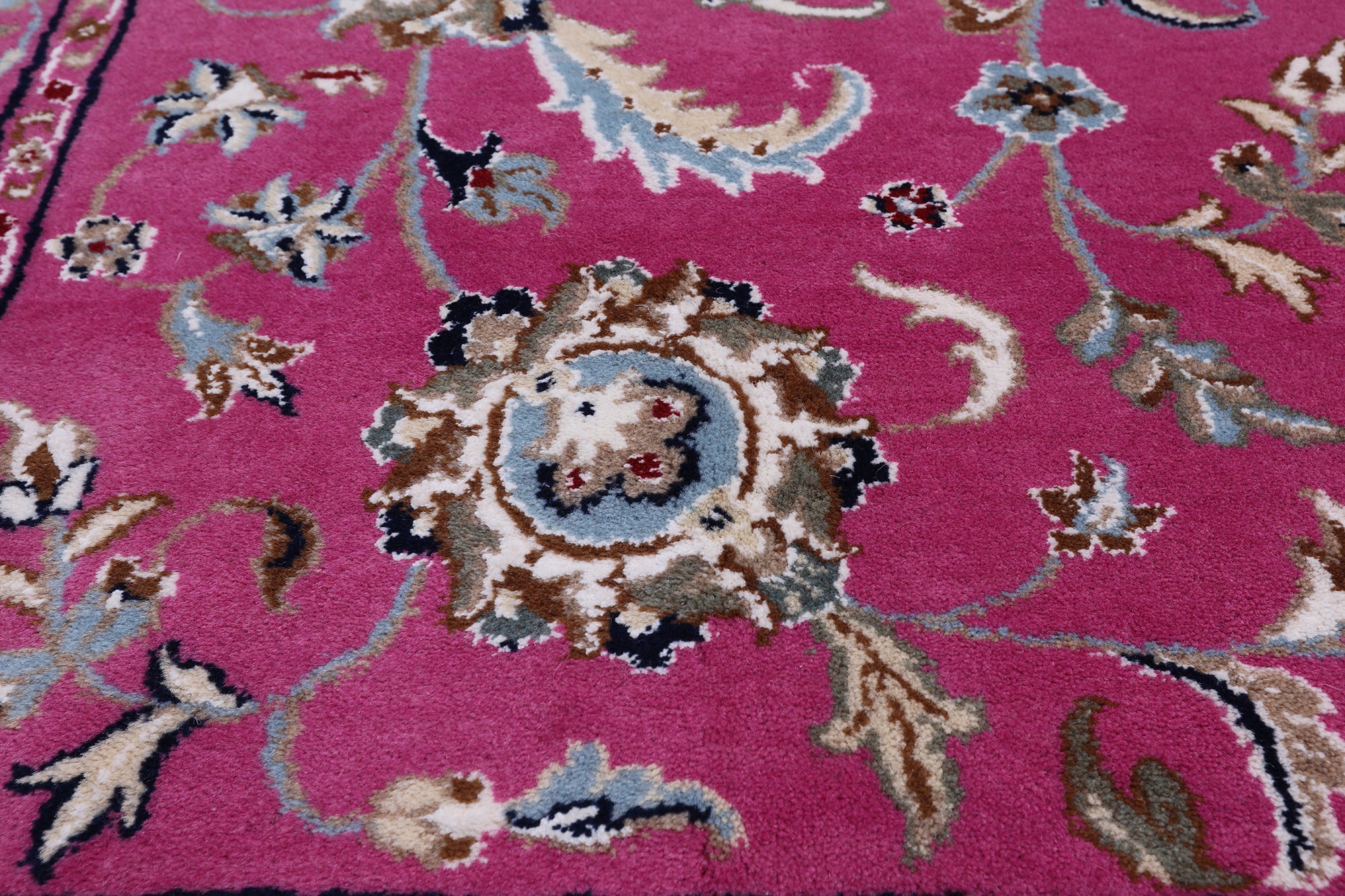 Pink Persian Nain Hand Knotted Wool & Silk Rug - 9' 1" X 12' 2"