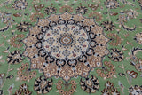 Green Square Persian Nain Hand Knotted Wool & Silk Rug - 8' 2" X 8' 2"