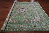 Green Square Persian Nain Hand Knotted Wool & Silk Rug - 8' 2" X 8' 2"