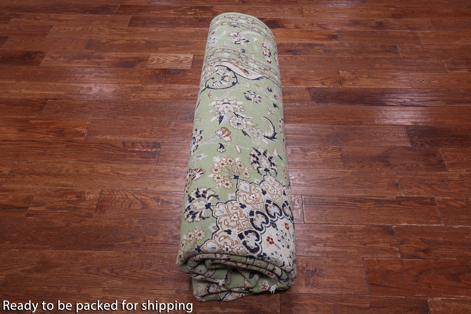 Green Square Persian Nain Hand Knotted Wool & Silk Rug - 8' 2" X 8' 2"
