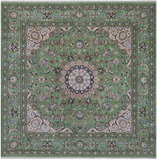 Green Square Persian Nain Hand Knotted Wool & Silk Rug - 8' 2" X 8' 2"